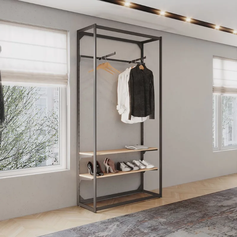 Closet Aberto com Regulagem Metal Estilo Industrial 1200x2200x450mm