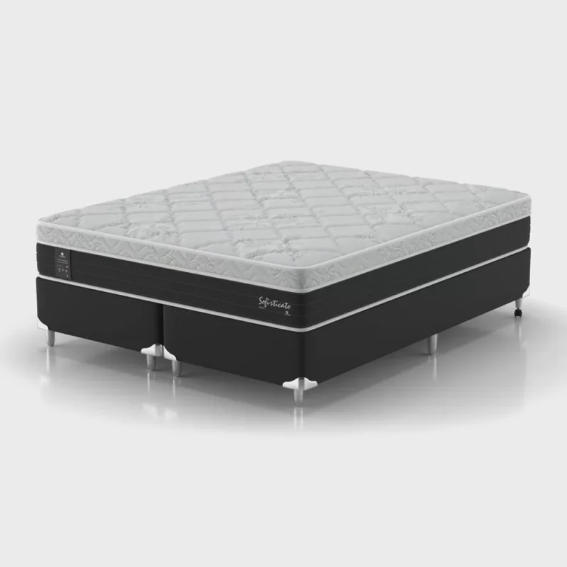 Conjunto Cama Box Queen Sofisticato 1,58x1,98x0,65m Montreal Cinza - Não Disponível