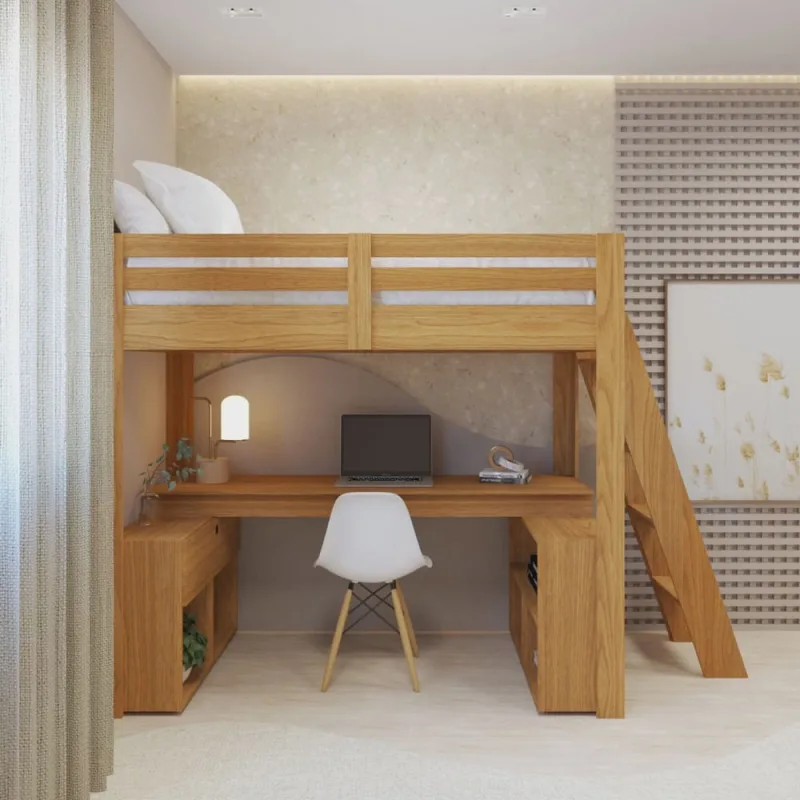 Cama Office Solteiro Adulto com Escrivaninha Star Light Casatema - Não Disponível - Móveis