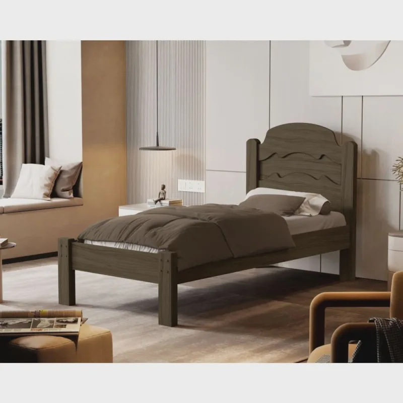 Cama de Solteiro 100% Mdf 107x94x195cm Iris - Não Disponível - Móveis