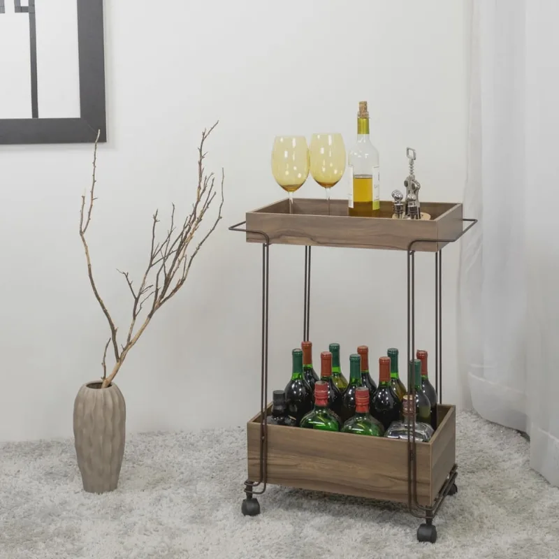 Carrinho de Bebidas Decorativo Retangular 2 Andares