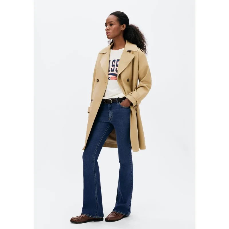 Calça Jeans Básica Feminina Flare Cintura Média Com Elastano - Azul 048