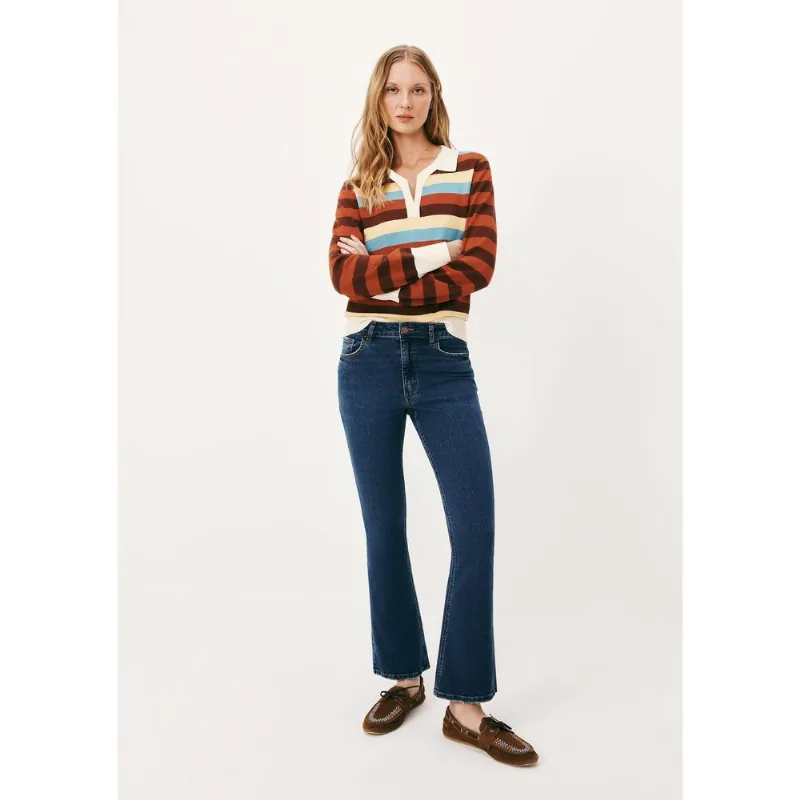 Calça Jeans Básica Feminina Cintura Média Flare Petit - Azul 036