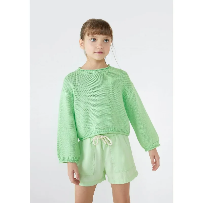 Blusão Infantil Menina Ampla Em Tricô - Verde 010
