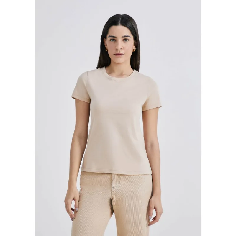 Camiseta Básica Feminina Slim World - Bege EXG