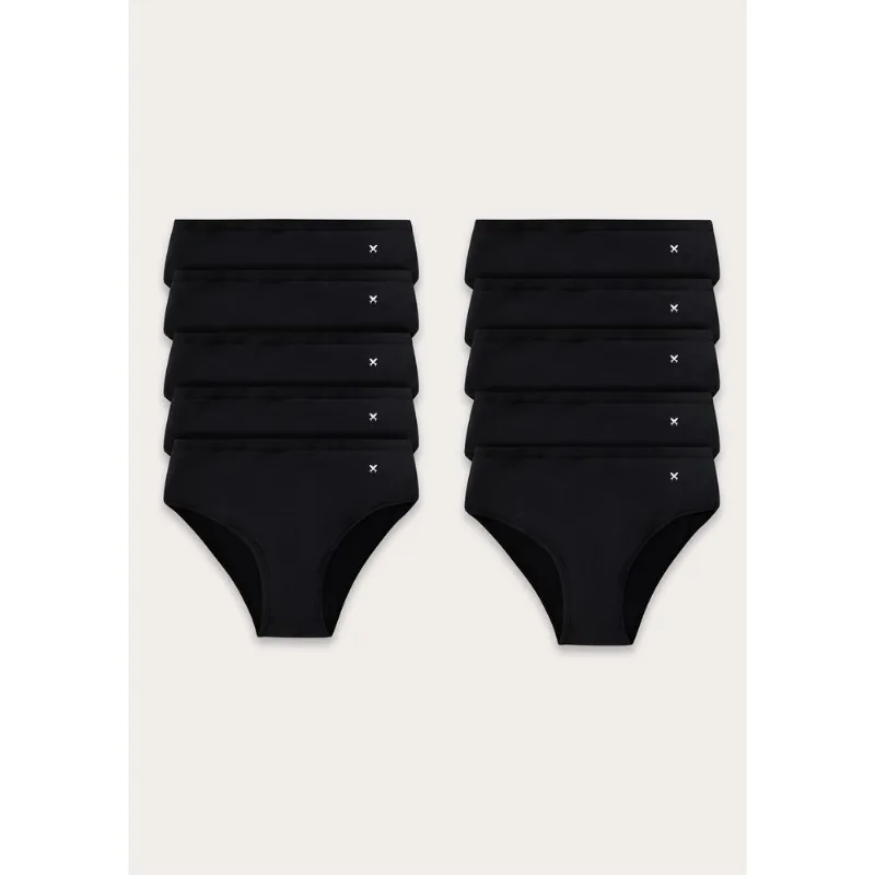 Kit 10 Calcinhas Básicas Caleçon Em Algodão - Preto P