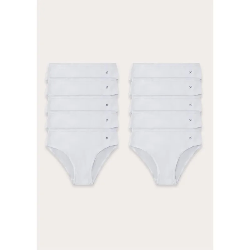 Kit 10 Calcinhas Básicas Caleçon Em Algodão - Branco P