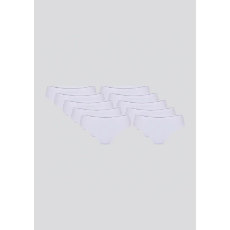 Kit 10 Calcinhas Básicas Biquíni Em Algodão - Branco XG