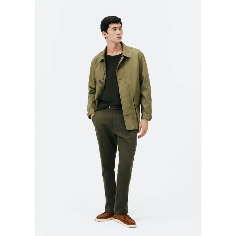 Calça Em Sarja Masculina Taper Chino - Verde 046