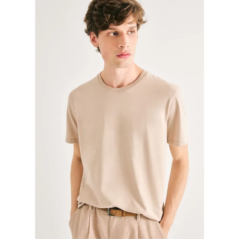 Camiseta Básica Unissex Manga Curta Regular World - Bege EXG