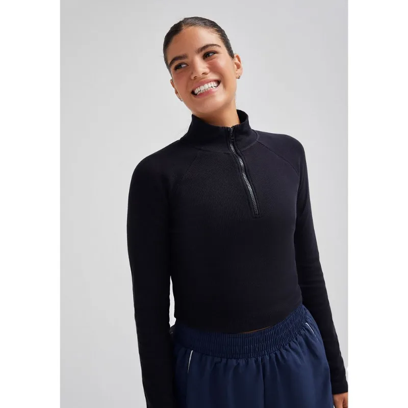 Blusa Esportiva Feminina Cropped Em Tecido Hidratante - Preto G