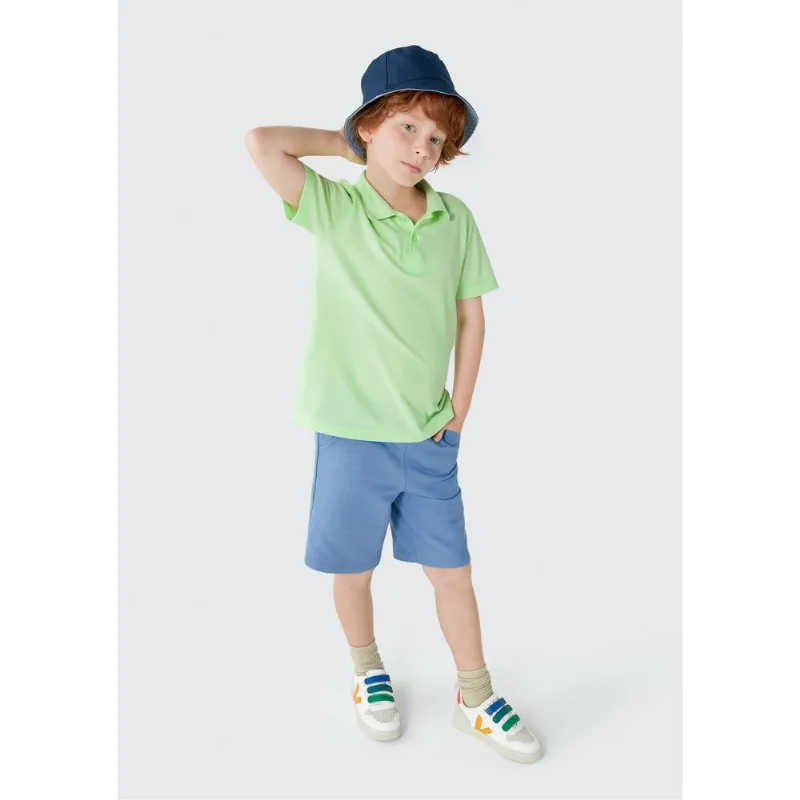 Bermuda Básica Infantil Menino Em Moletom - Azul 002
