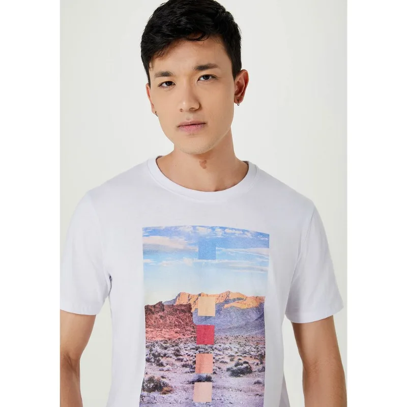 Camiseta Masculina Estampada Manga Curta - Branco G