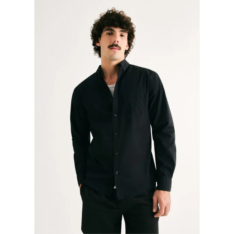 Camisa Básica Masculina Manga Longa Slim - Preto XG