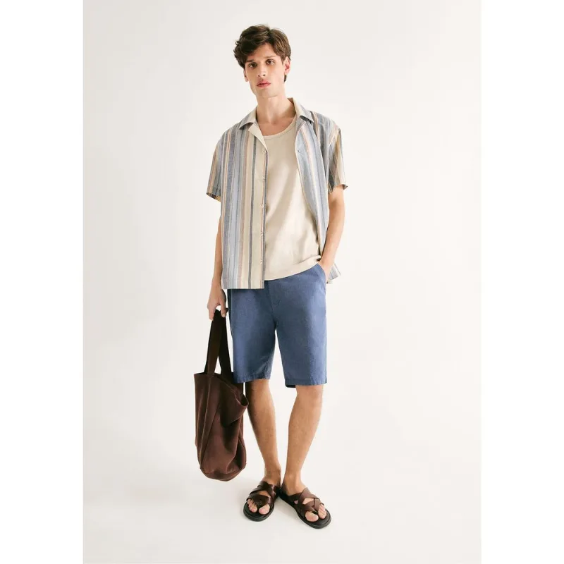 Bermuda Masculina Chino Fio Tinto - Azul 048