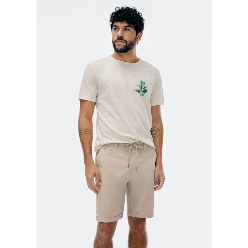 Bermuda Básica Masculina Em Sarja Com Elastano - Bege 048