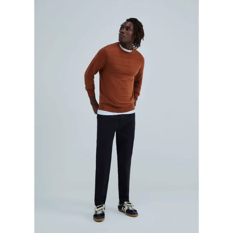 Calça Básica Masculina Taper Em Sarja Peletizada - Preto 040