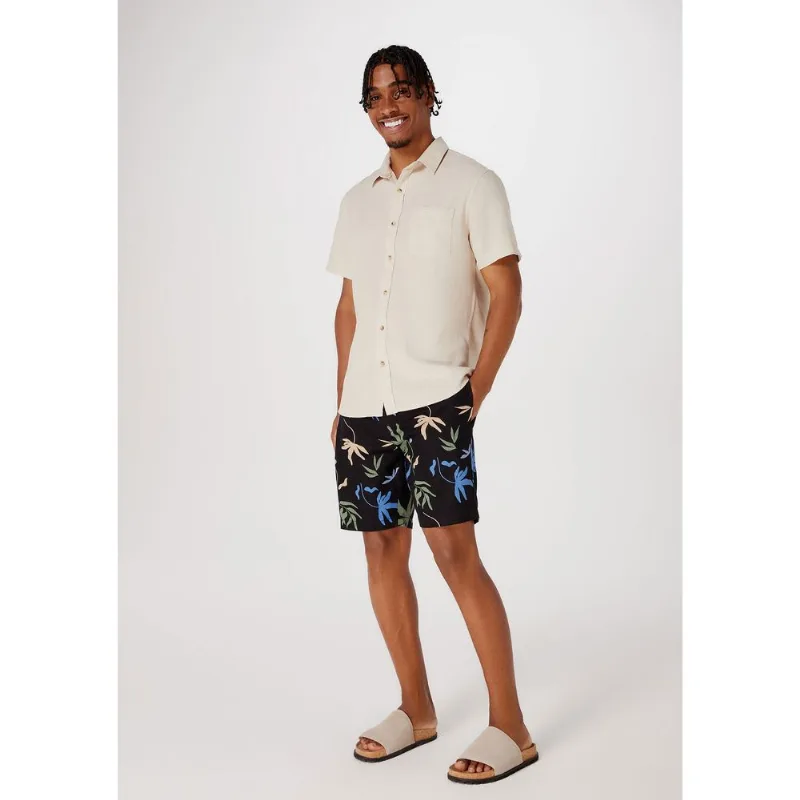 Bermuda Masculina Chino Estampada Em Linho - Preto 046