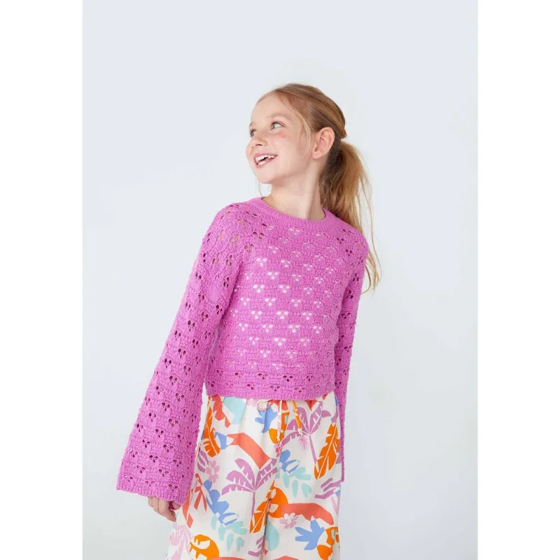 Blusão Infantil Menina Em Tricô - Roxo 008