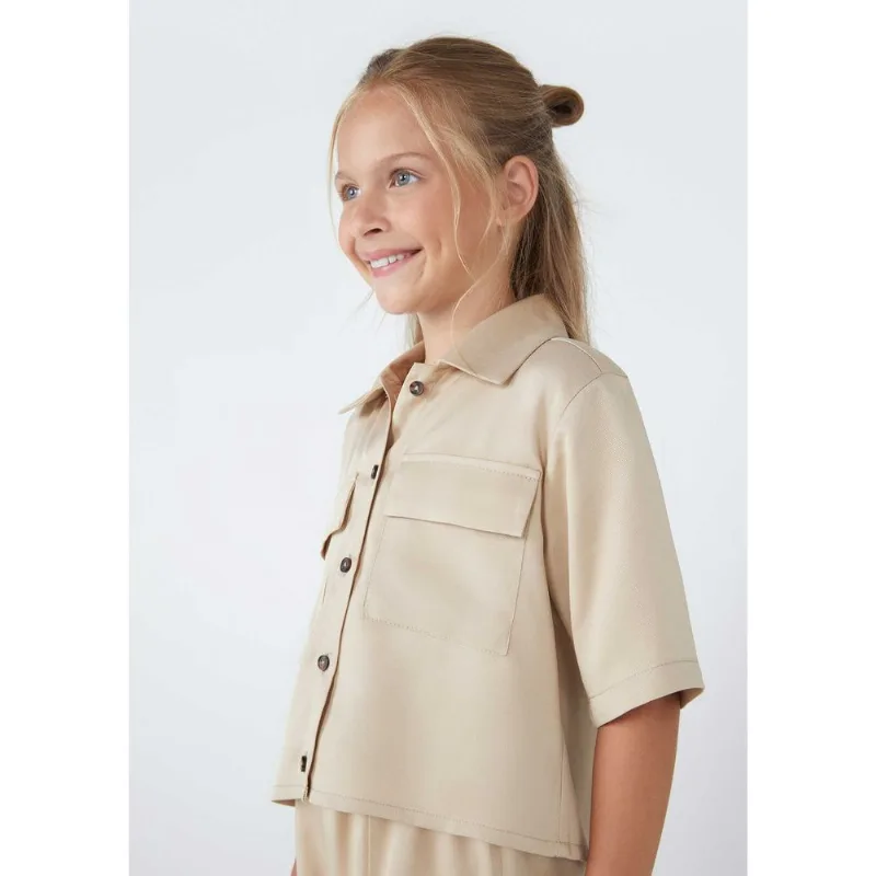 Camisa Infantil Menina Em Lyocel - Bege 014