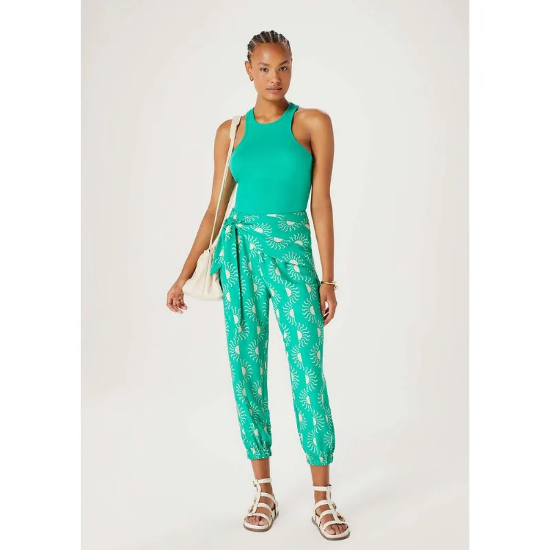 Calça Feminina Carrot Estampada Cintura Alta - Verde P