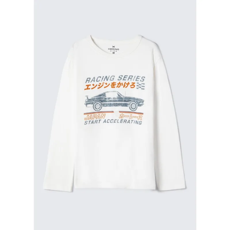 Camiseta Infantil Menino Manga Longa Com Estampa Hering Kids - Off white 010