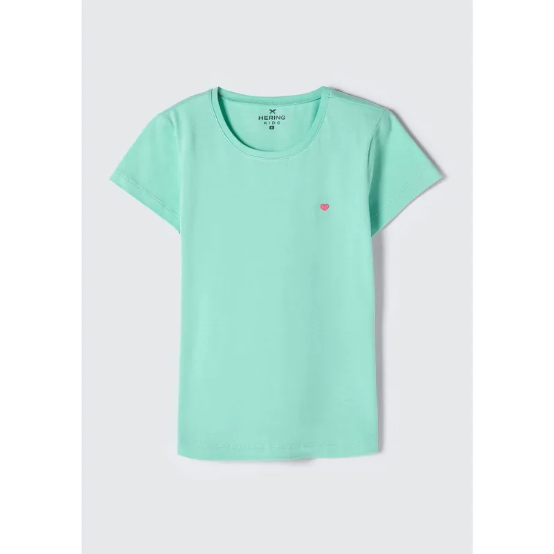 Blusa Básica Infantil Menina Manga Curta Slim - Verde 004