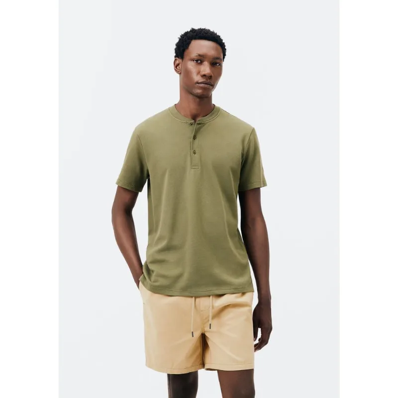 Camiseta Básica Henley Masculina Regular Texturizada - Verde M