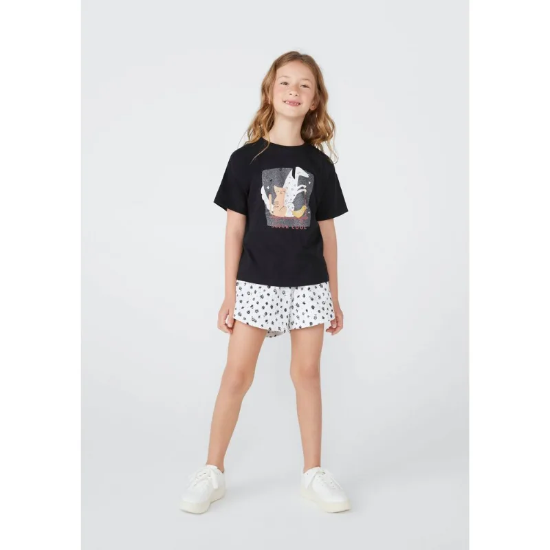 Conjunto Infantil Menina Curto Estampado - Preto 001