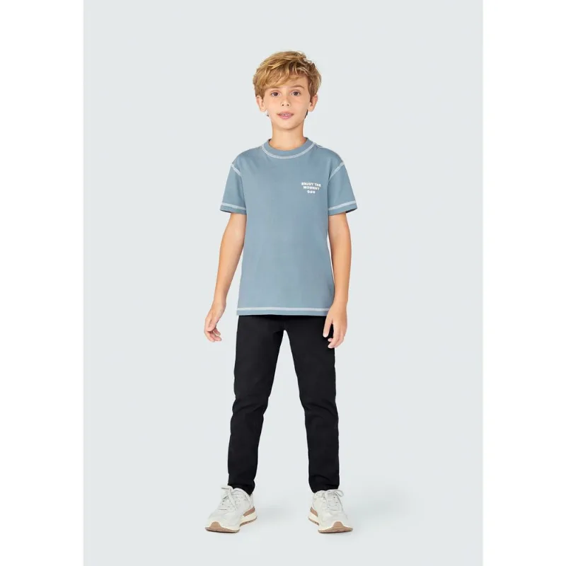 Calça Infantil Menino Slim Em Sarja - Preto 008