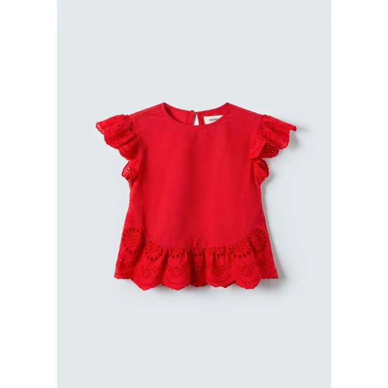 Blusa Infantil Menina Com Babados - Vermelho 010
