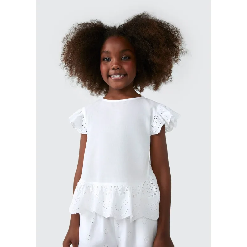 Blusa Infantil Menina Com Babados - Branco 003