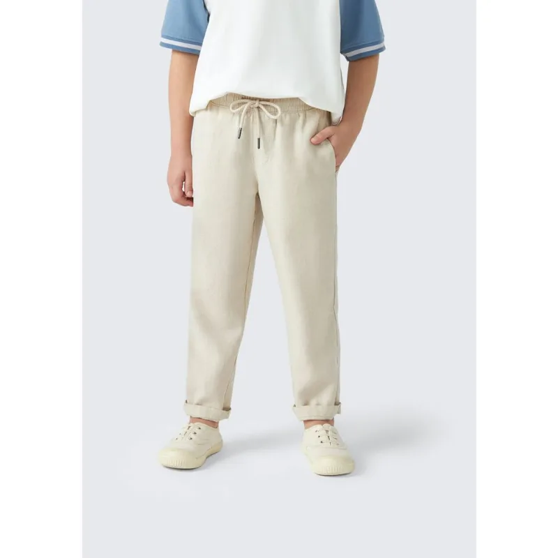 Calça Infantil Menino Tradicional Com Linho - Bege 003