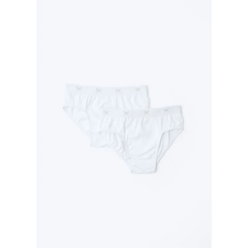 Kit Com 2 Cuecas Infantil Em Ribana Com Elástico Personalizado Hering Kids - Branco 016