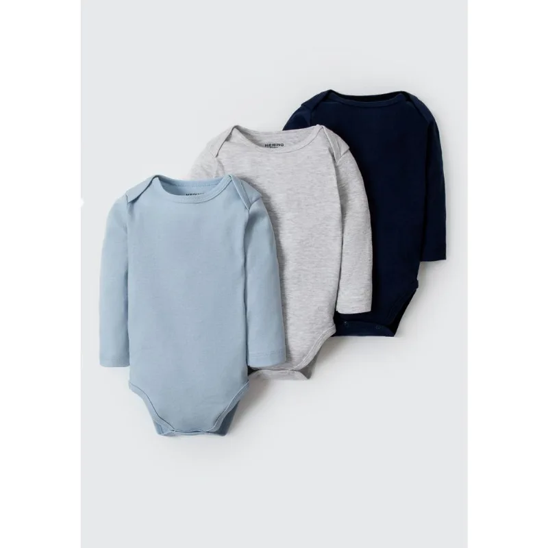 Kit Com 3 Bodies Bebê Unissex Em Ribana - Multicolorido 12M