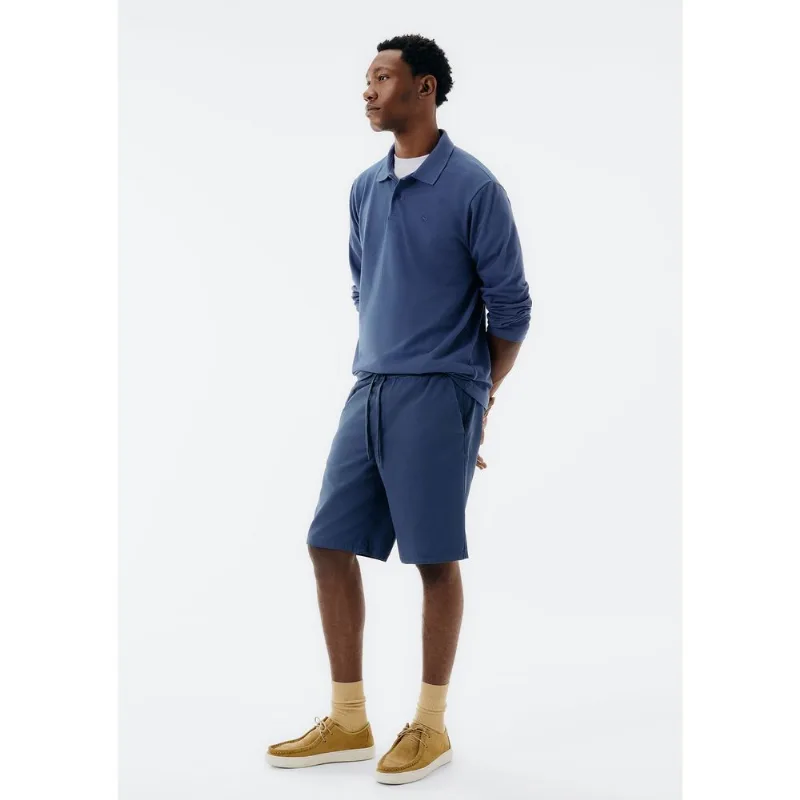 Bermuda Básica Masculina Reta Em Sarja - Azul G