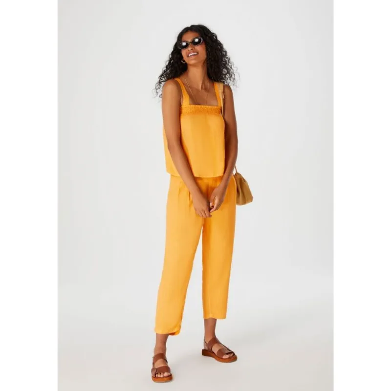 Calça Feminina Carrot Cintura Alta Em Viscose - Laranja 044