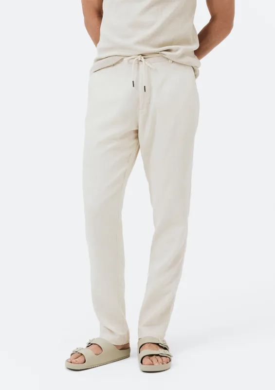 Calça Masculina Reta Em Viscolinho - Bege - Hering Adulto
