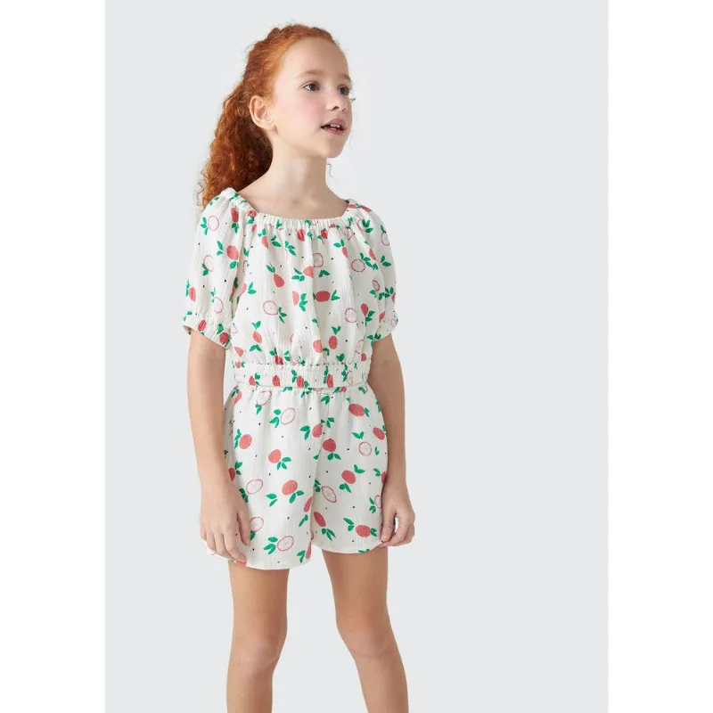 Blusa Infantil Menina Manga Curta Estampada - Off white 006