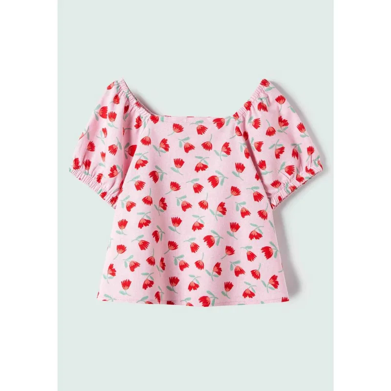 Blusa Bata Infantil Menina Toddler Estampada Com Linho - Rosa 004