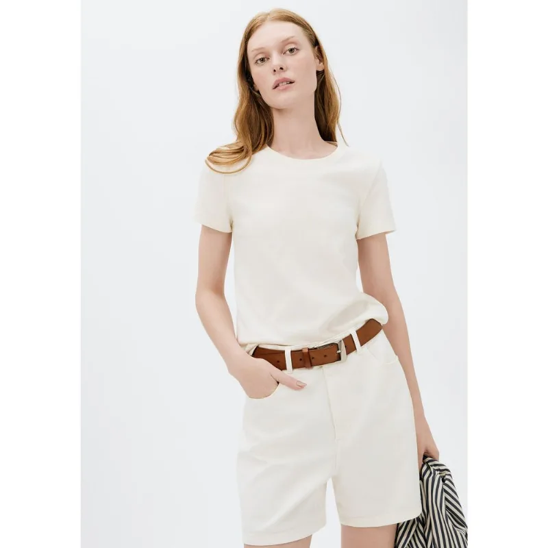 Camiseta Básica Feminina Slim World - Creme EXG