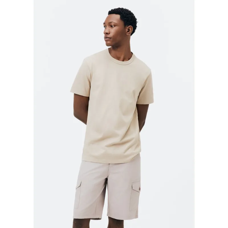 Camiseta Básica Masculina Areia Em Algodão Peruano - Bege XXG