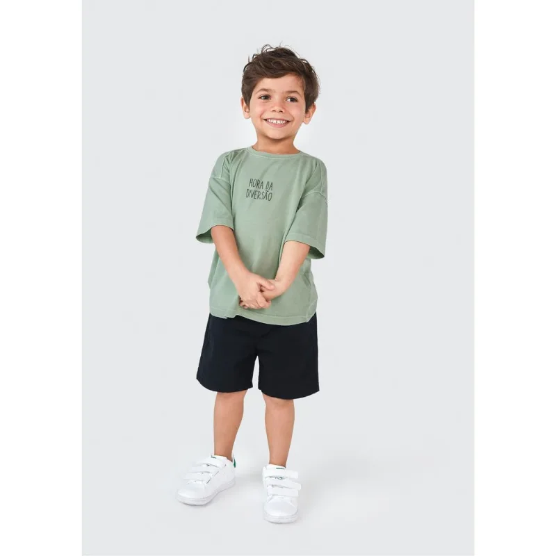 Bermuda Infantil Menino Toddler Chino Em Sarja - Preto 004