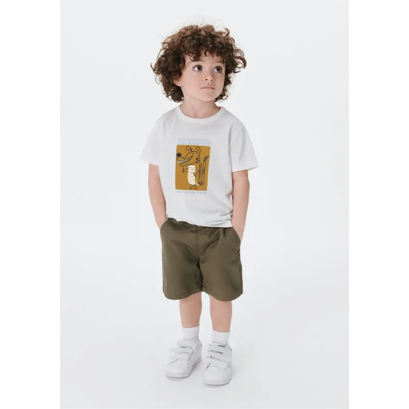 Bermuda Infantil Menino Toddler Chino Em Sarja - Verde 002