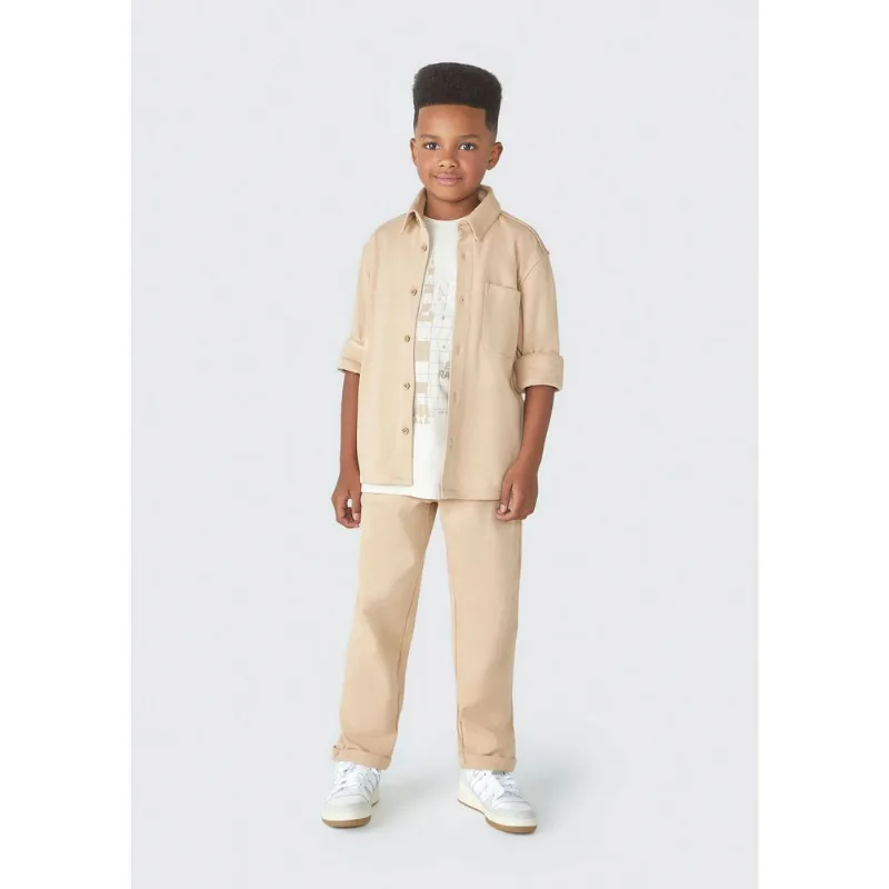 Calça Infantil Menino Em Piquet - Bege 010