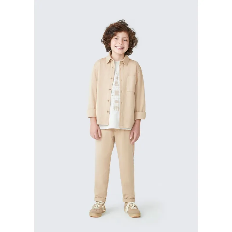 Camisa Infantil Menino Em Piquet - Bege 012