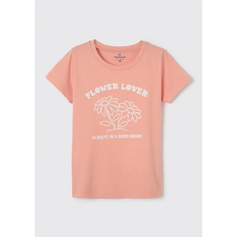 Blusa Infantil Menina Manga Curta Com Estampa - Laranja 012