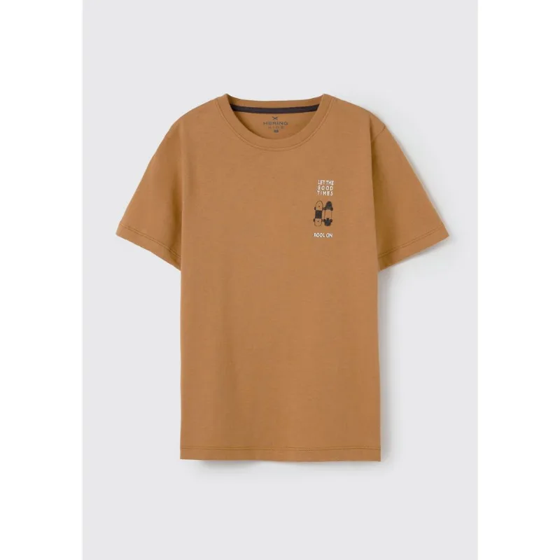 Camiseta Infantil Menino Manga Curta Com Estampa - Marrom 012