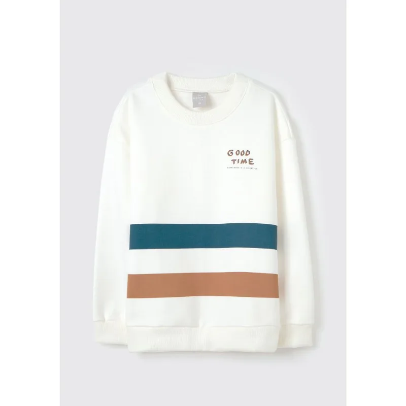 Blusão Infantil Menino Em Moletom Peluciado Estampado - Off white 008