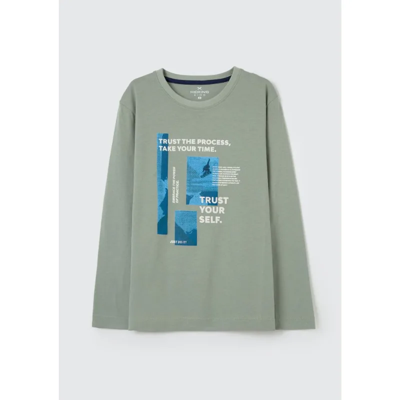 Camiseta Infantil Menino Manga Longa Com Estampa Hering Kids - Verde 012